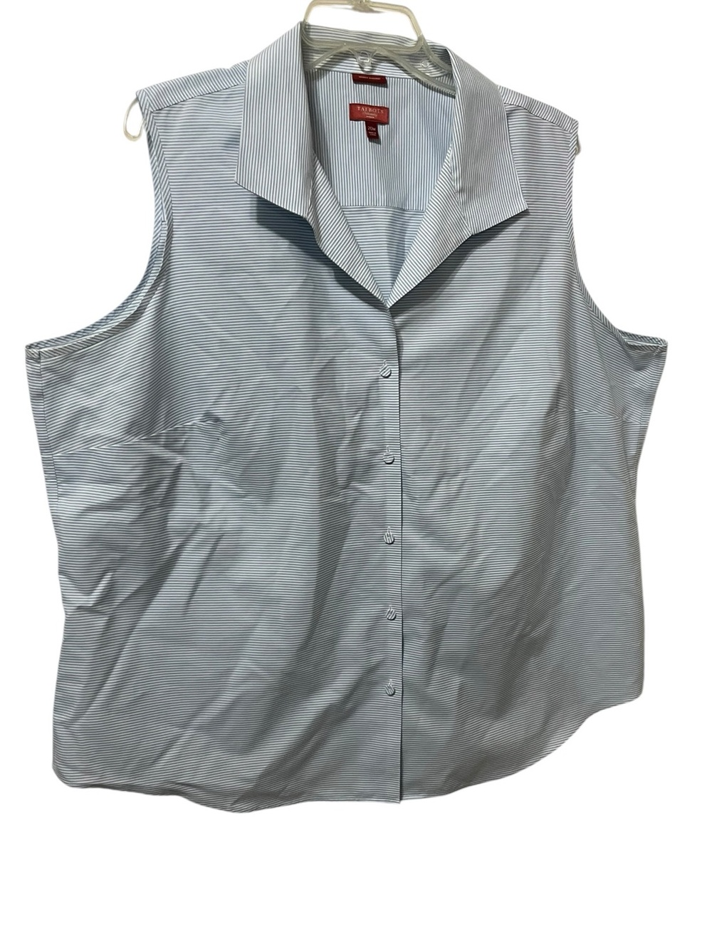 Talbots Haberdashery blue stripe cotton Sleeveless  Button Up Blouse Womens 20W - Picture 8 of 9